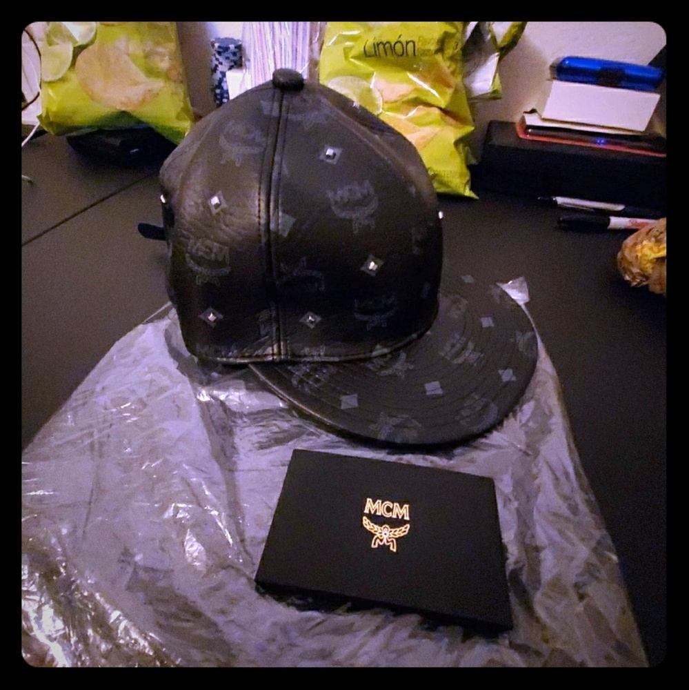 MCM Black leather hat